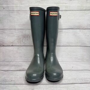Hunter Original Kids Gloss‎ Waterproof Rubber Rain Boots Gray Size 6 US 37 EU